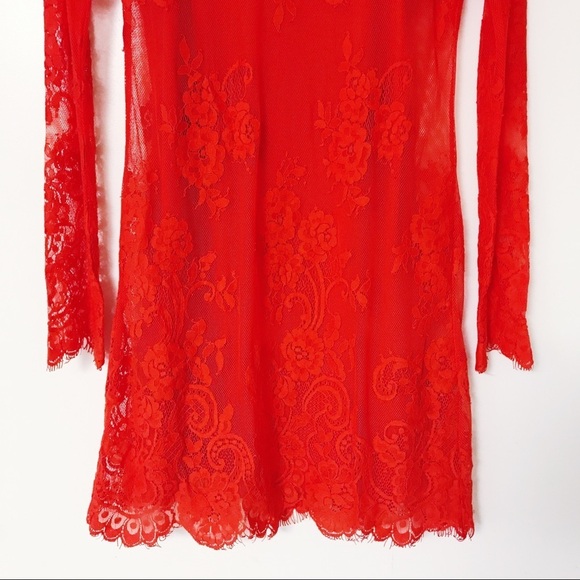 Lovers and Friends - Red Orange Lace Dress - Picture 5 of 6